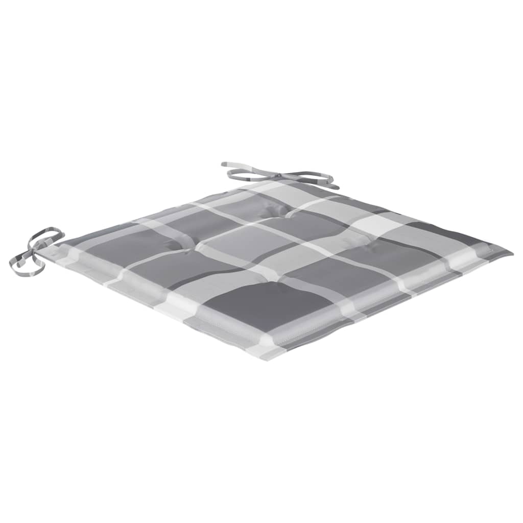 Gartenstühle 6 Stk. Graue Karomuster-Kissen Massivholz Teak