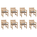 Gartenstühle 8 Stk. mit Grauen Kissen Massivholz Teak