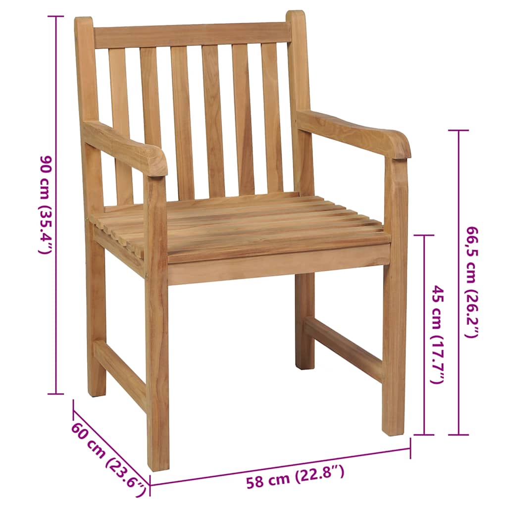 Gartenstühle 8 Stk. mit Schwarzen Kissen Massivholz Teak