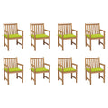 Gartenstühle 8 Stk. mit Hellgrünen Kissen Massivholz Teak