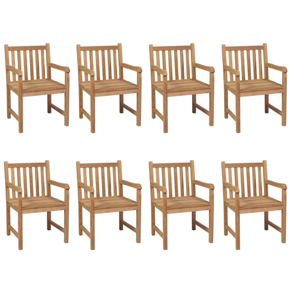 Gartenstühle 8 Stk. mit Grauen Kissen Massivholz Teak