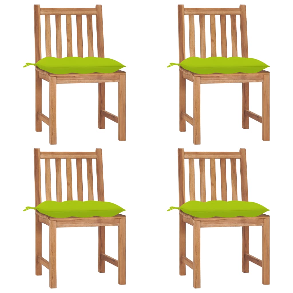 Gartenstühle 4 Stk. mit Kissen Massivholz Teak