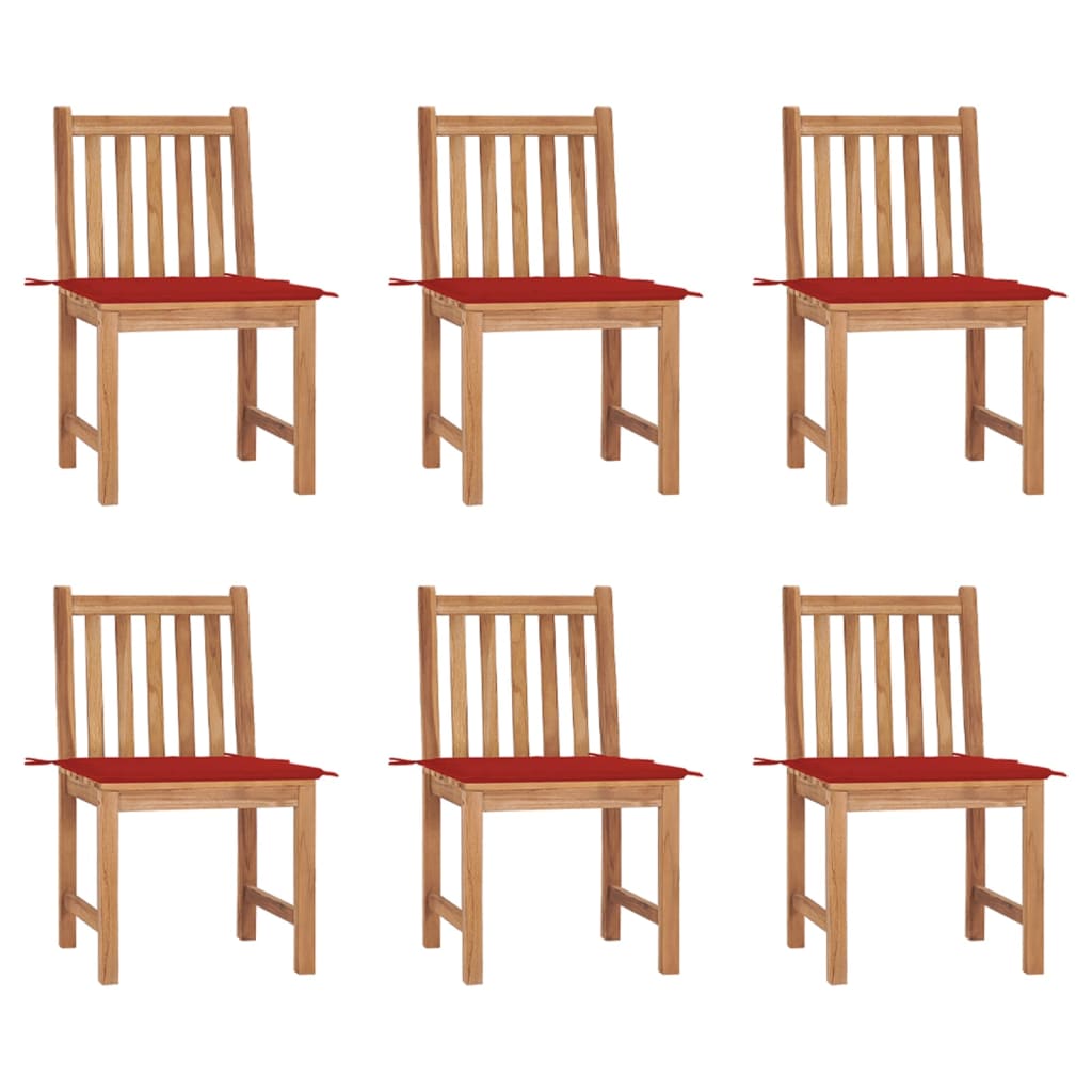 Gartenstühle 6 Stk. mit Kissen Massivholz Teak