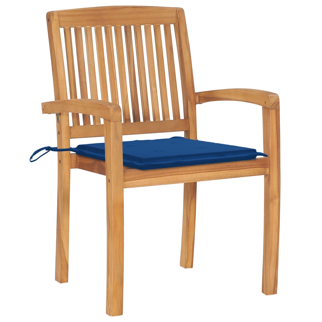 Stapelbare Gartenstühle mit Kissen 8 Stk. Massivholz Teak