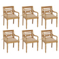 Batavia-Stühle mit Kissen 6 Stk. Massivholz Teak