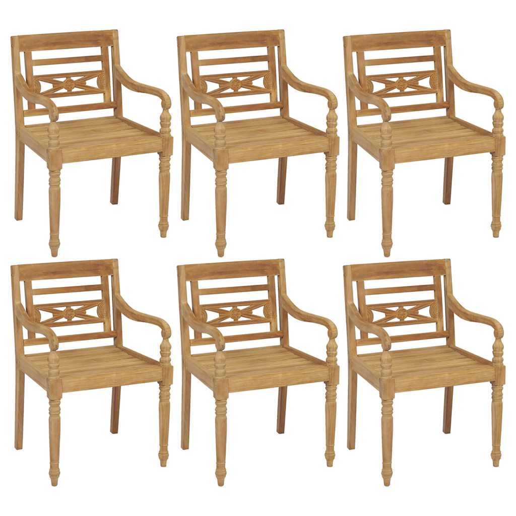 Batavia-Stühle mit Kissen 6 Stk. Massivholz Teak