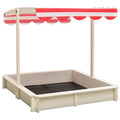 Sandkasten mit Verstellbarem Dach Tannenholz Weiß und Rot UV50