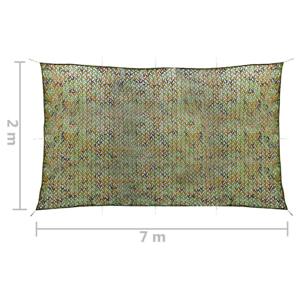 Tarnnetz mit Aufbewahrungstasche 2x7 m Grün