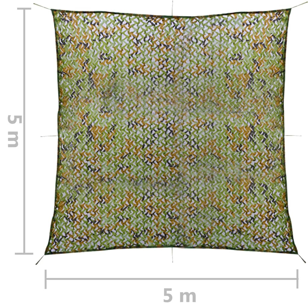 Tarnnetz mit Aufbewahrungstasche 5x5 m Grün