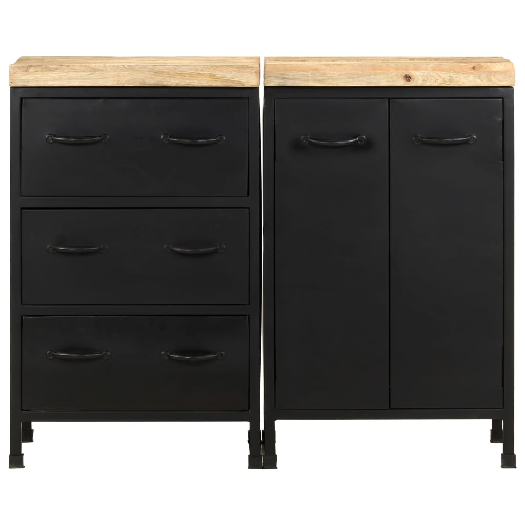 Sideboard mit 3 Schubladen und 2 Türen Raues Mangoholz