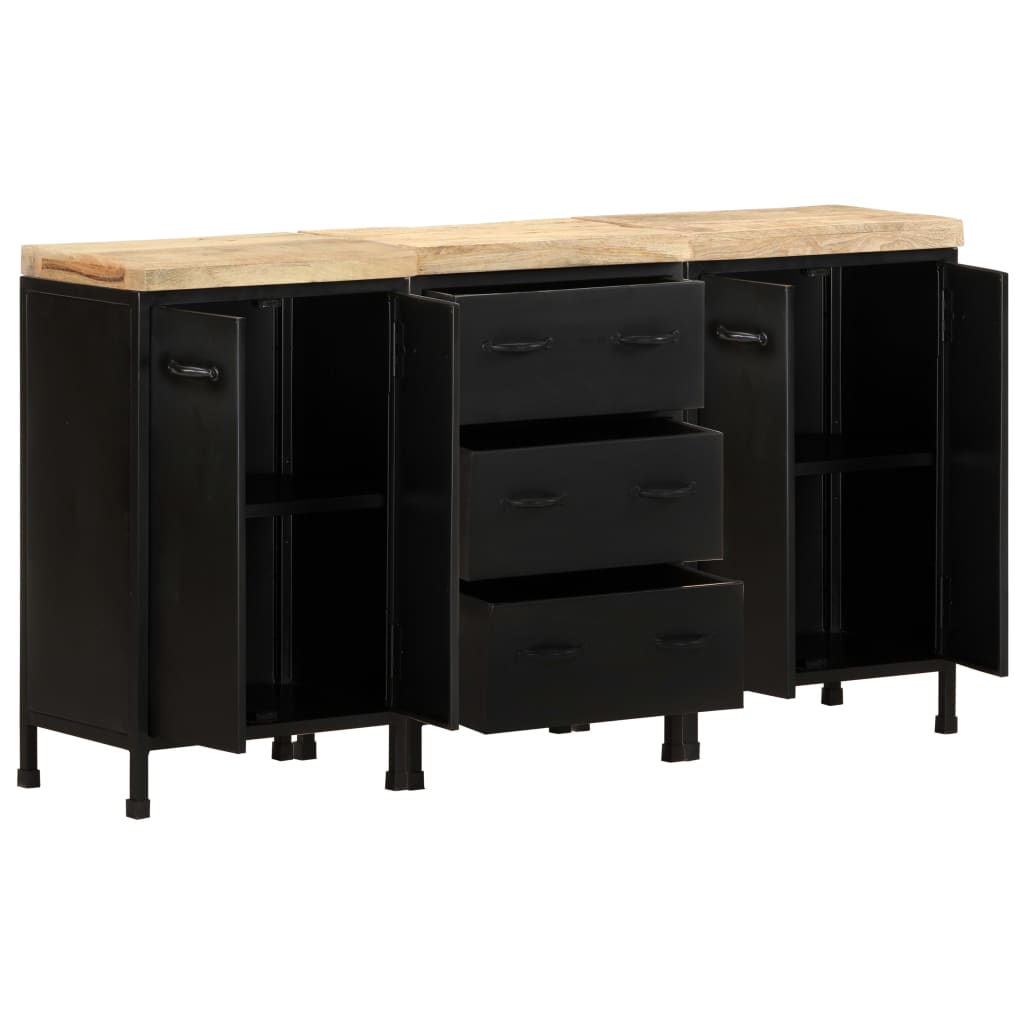 Sideboard mit 3 Schubladen und 4 Türen Raues Mangoholz