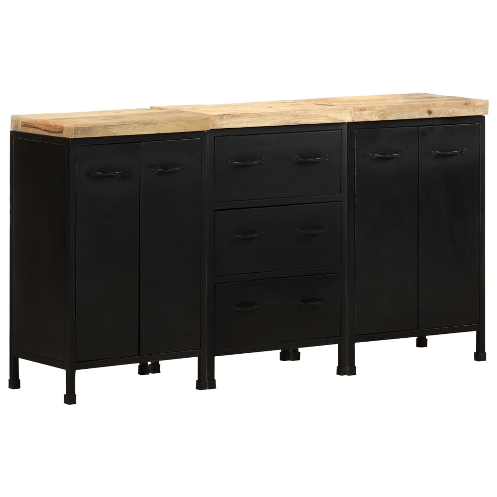 Sideboard mit 3 Schubladen und 4 Türen Raues Mangoholz