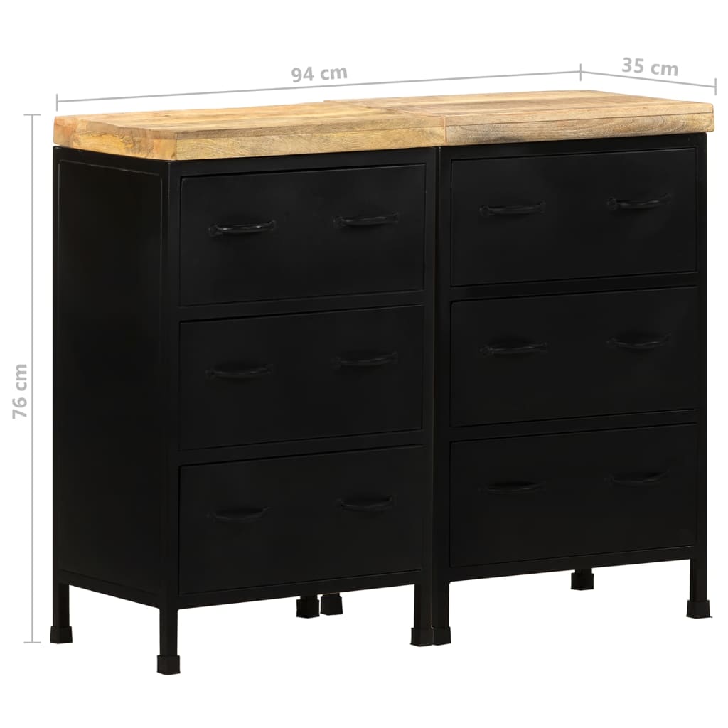 Sideboard mit 6 Schubladen Raues Mangoholz