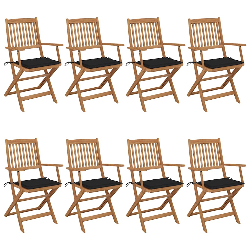 Klappbare Gartenstühle 8 Stk. mit Kissen Massivholz Akazie