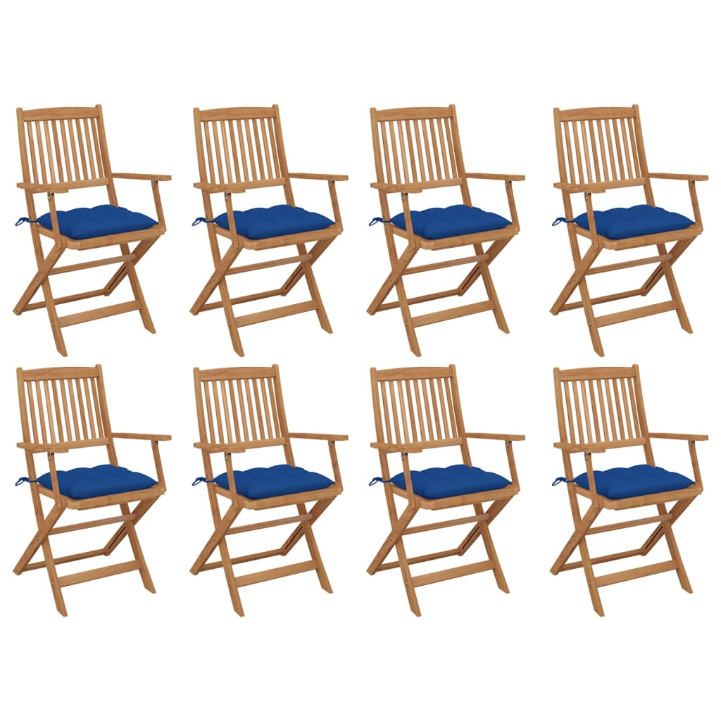 Klappbare Gartenstühle mit Kissen 8 Stk. Massivholz Akazie