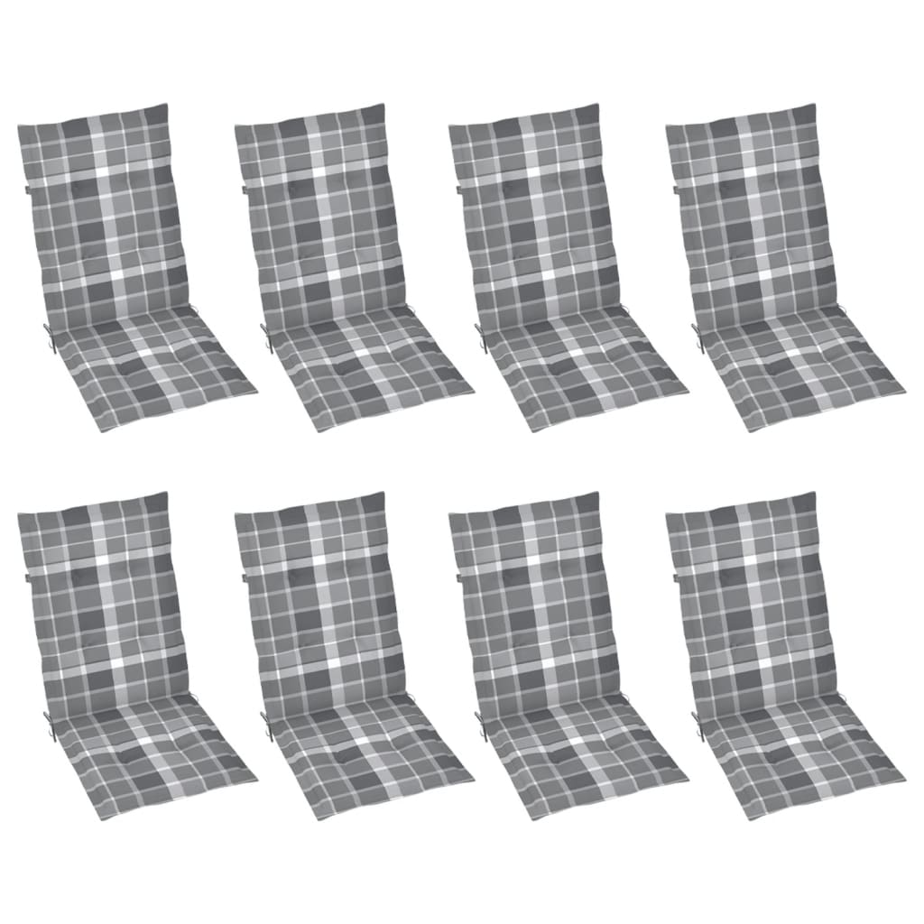 Verstellbare Gartenstühle mit Auflagen 8 Stk. Grau Akazienholz