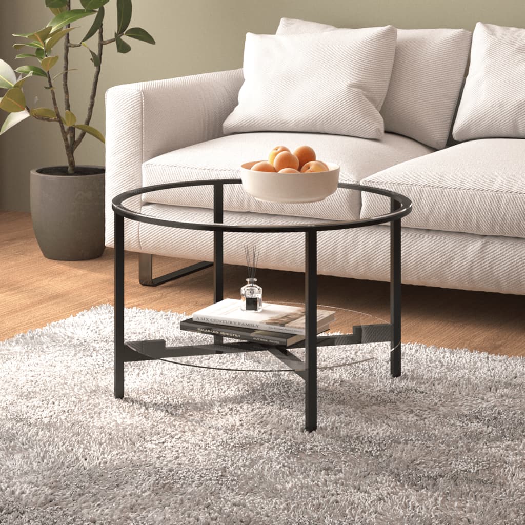 Beistelltisch Schwarz und Transparent 70 cm Hartglas