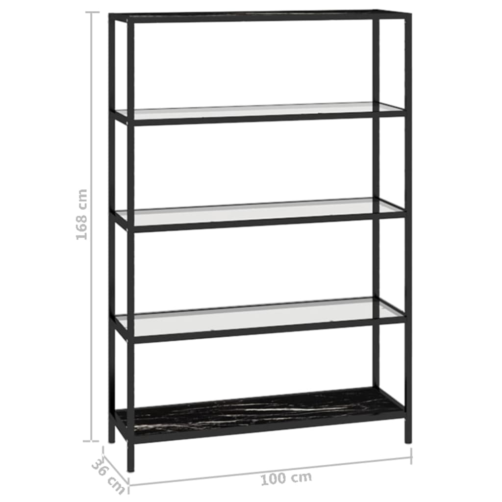 Regal Marmor und Transparent 100x36x168 cm Gehärtetes Glas