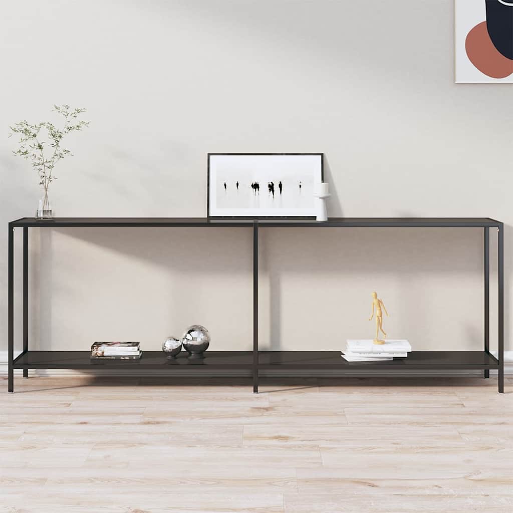 Konsolentisch Schwarz 220x35x75,5 cm Hartglas