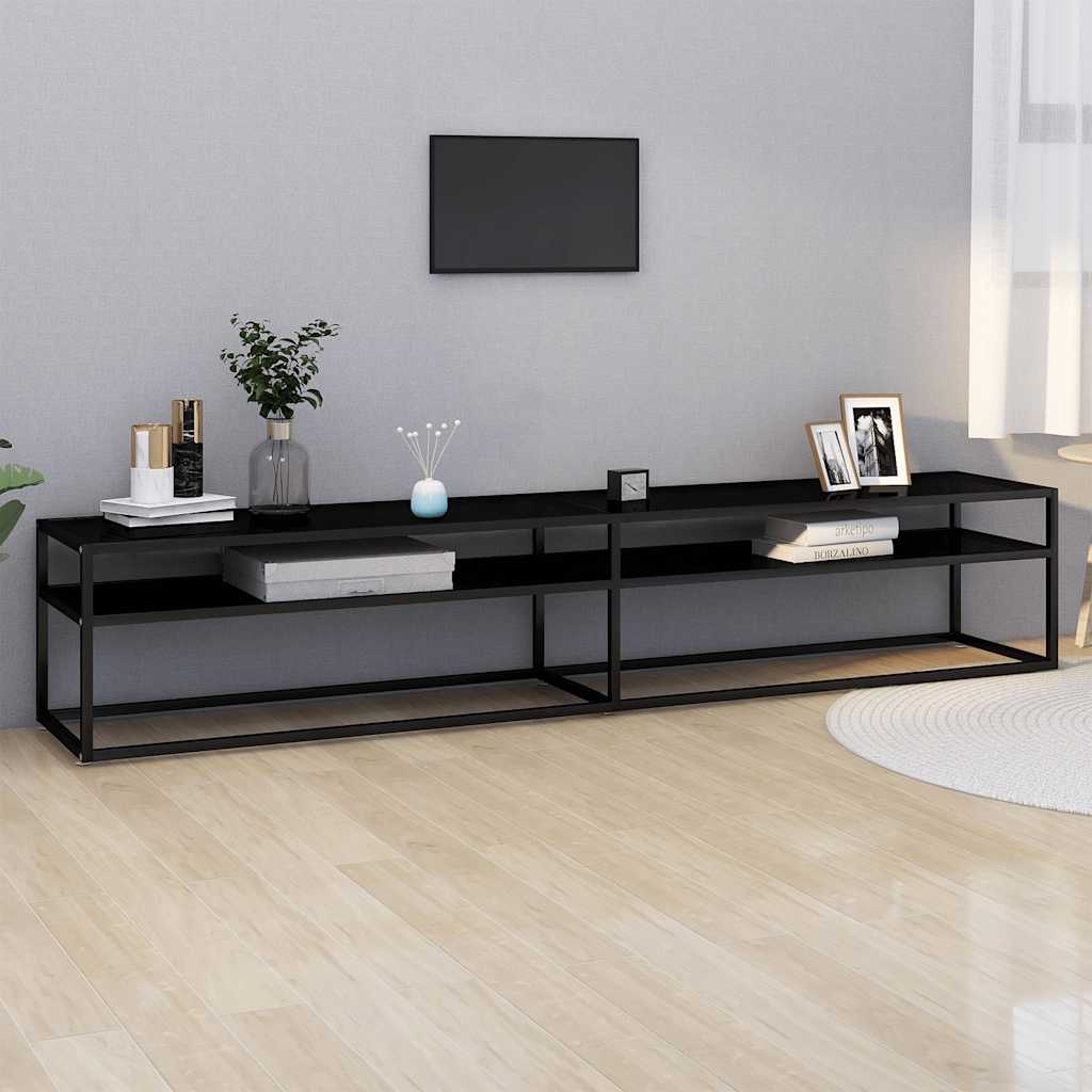 TV-Schrank Schwarz 220x40x40,5 cm Hartglas