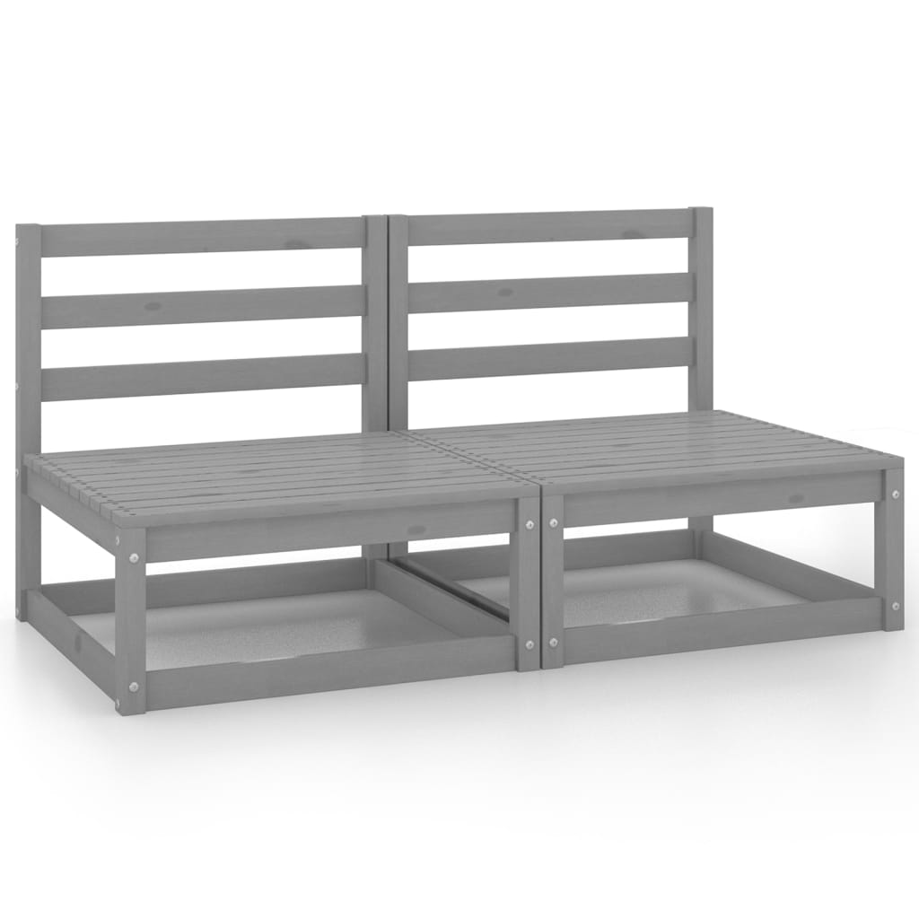 Gartensofa 2-Sitzer Grau Massivholz Kiefer