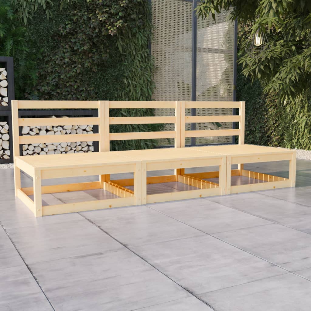 Outdoor-Sofa 3-Sitzer Massivholz Kiefer