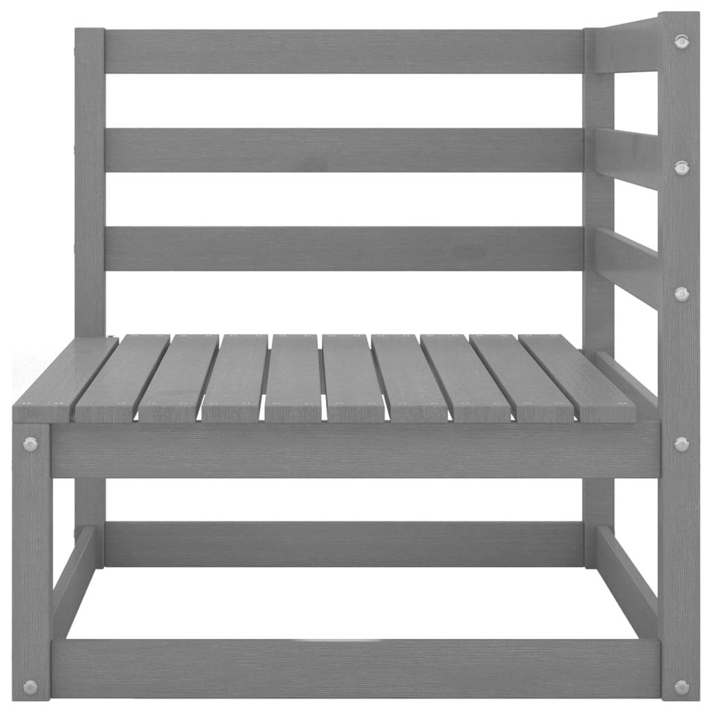 Outdoor-Sofa 3-Sitzer Grau Massivholz Kiefer