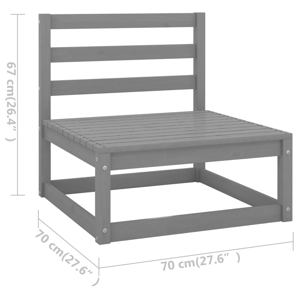 Outdoor-Sofa 3-Sitzer Grau Massivholz Kiefer