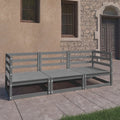 Outdoor-Sofa 3-Sitzer Grau Massivholz Kiefer