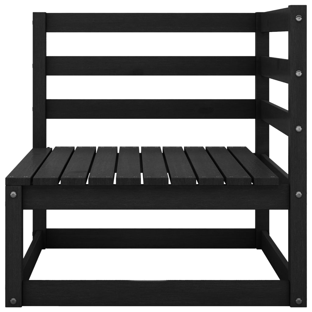 Outdoor-Sofa 3-Sitzer Schwarz Massivholz Kiefer