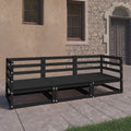 Outdoor-Sofa 3-Sitzer Schwarz Massivholz Kiefer