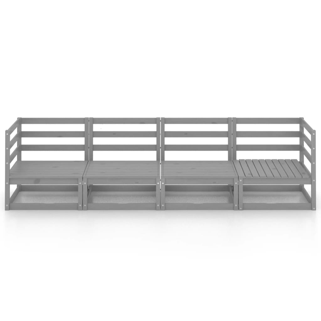 Outdoor-Sofa 4-Sitzer Grau Massivholz Kiefer