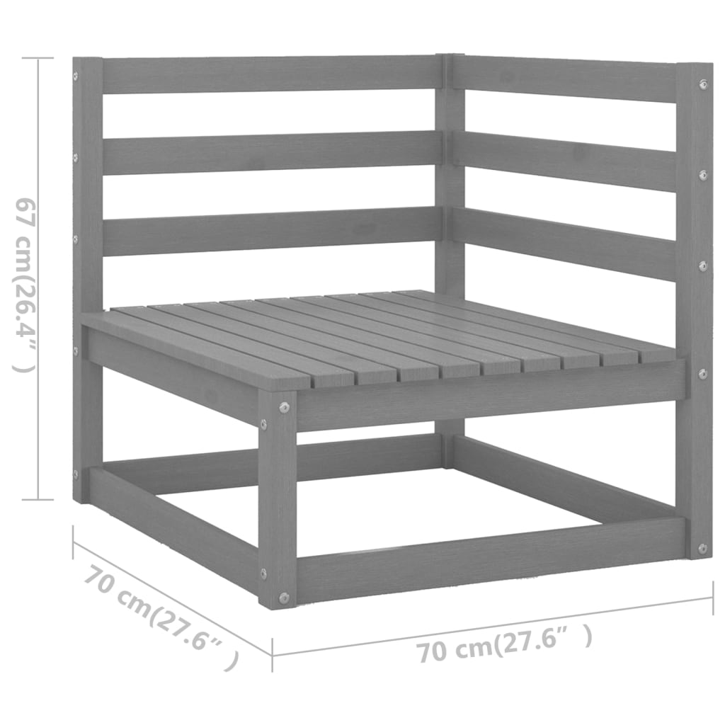 Outdoor-Sofa 4-Sitzer Grau Massivholz Kiefer
