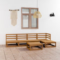 6-tlg. Garten-Lounge-Set Honigbraun Massivholz Kiefer
