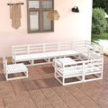 10-tlg. Garten-Lounge-Set Weiß Massivholz Kiefer