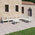 8-tlg. Garten-Lounge-Set Weiß Kiefer Massivholz