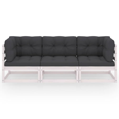 3-Sitzer-Gartensofa mit Kissen Kiefer Massivholz