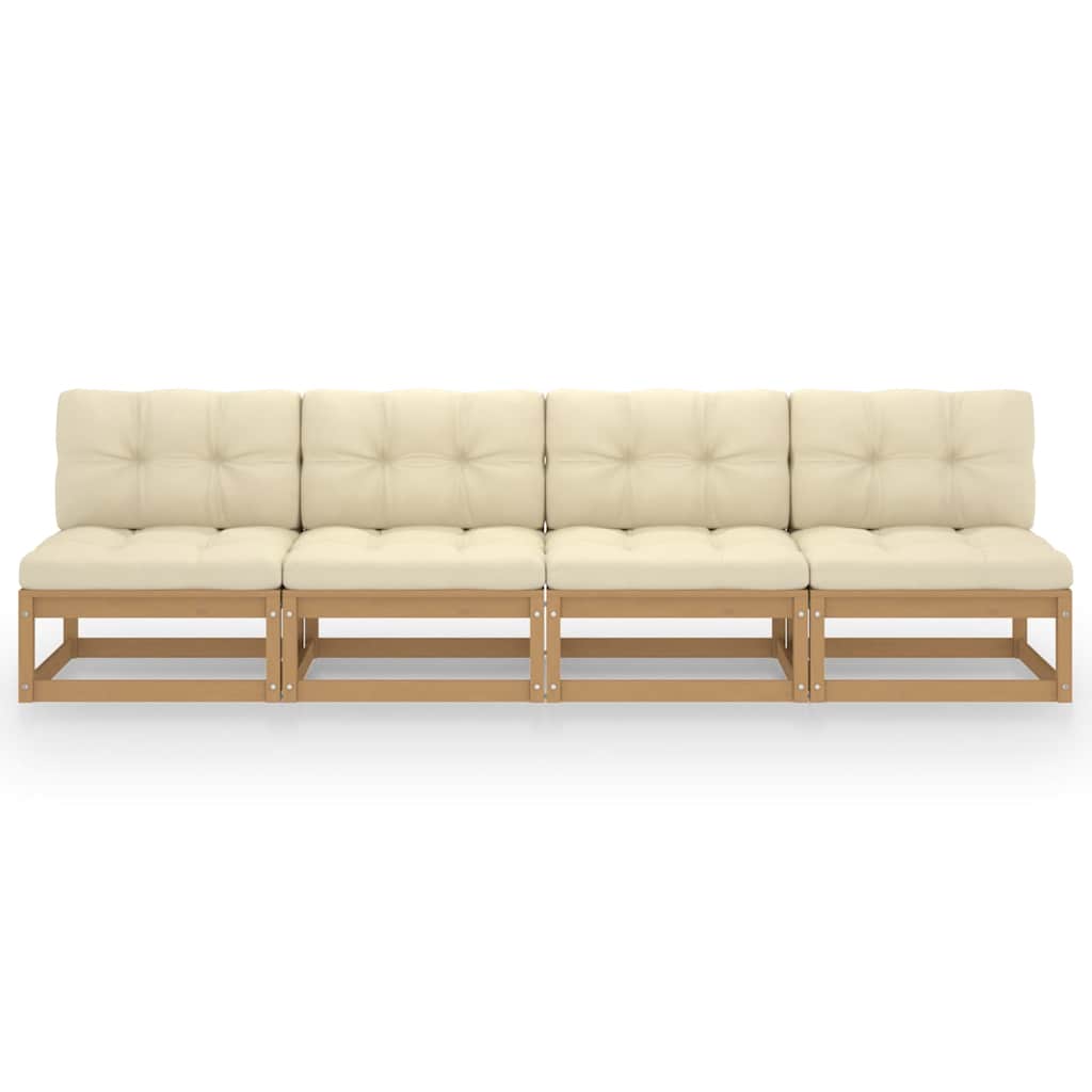 4-Sitzer-Gartensofa mit Kissen Kiefer Massivholz
