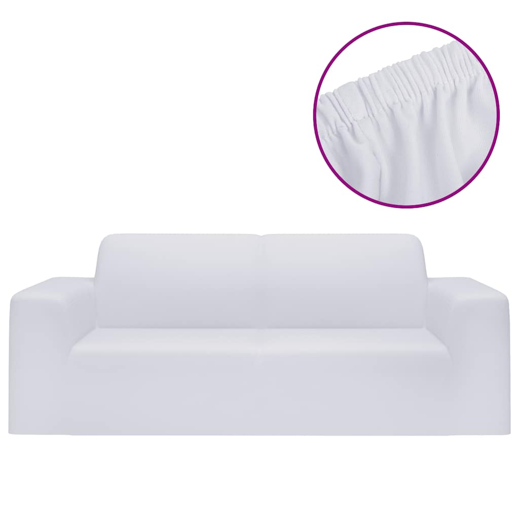 Stretch Sofahusse 2-Sitzer Weiß Polyester-Jersey
