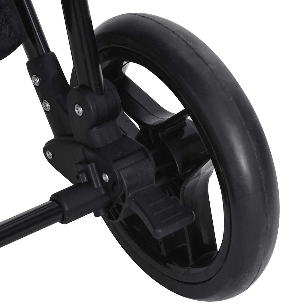 2-in-1 Kinderwagen Anthrazit und Schwarz Stahl