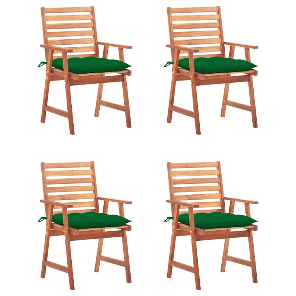 Garten-Essstühle 4 Stk. mit Kissen Massivholz Akazie