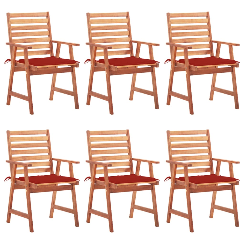 Garten-Essstühle 6 Stk. mit Kissen Massivholz Akazie