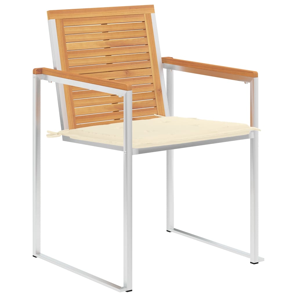 4 Stk. Gartenstühle mit Kissen Massivholz Teak