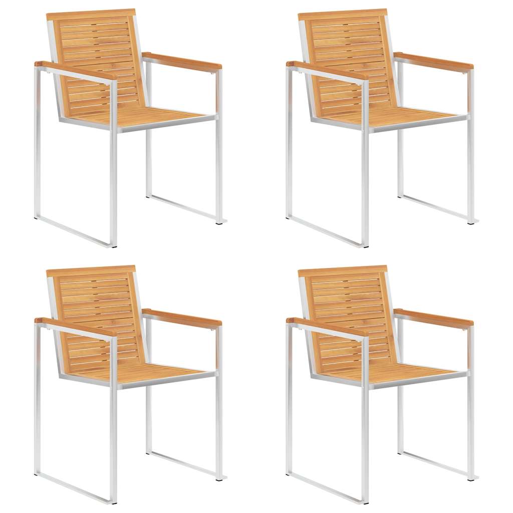 Gartenstühle 4 Stk. mit Kissen Massivholz Teak