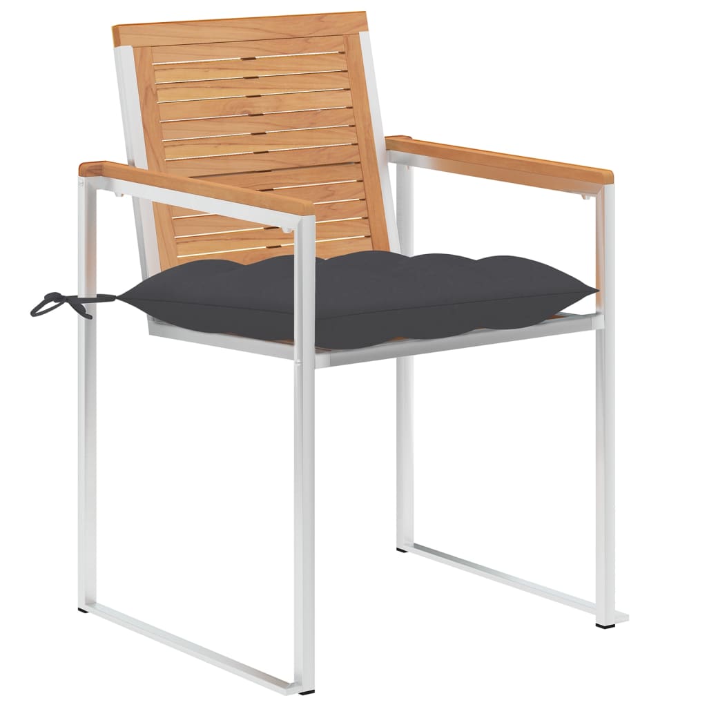 Gartenstühle 4 Stk. mit Kissen Massivholz Teak