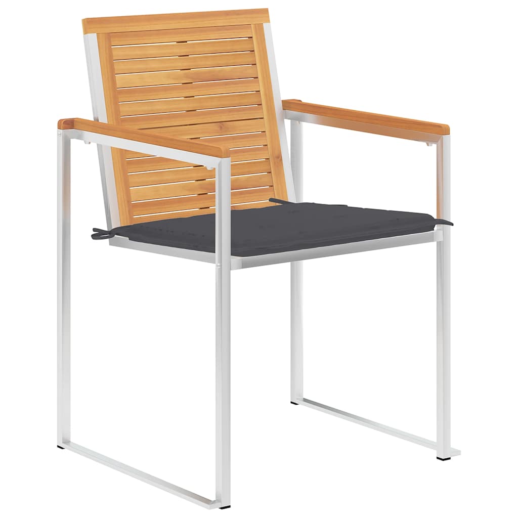 8 Stk. Gartenstühle mit Kissen Massivholz Teak