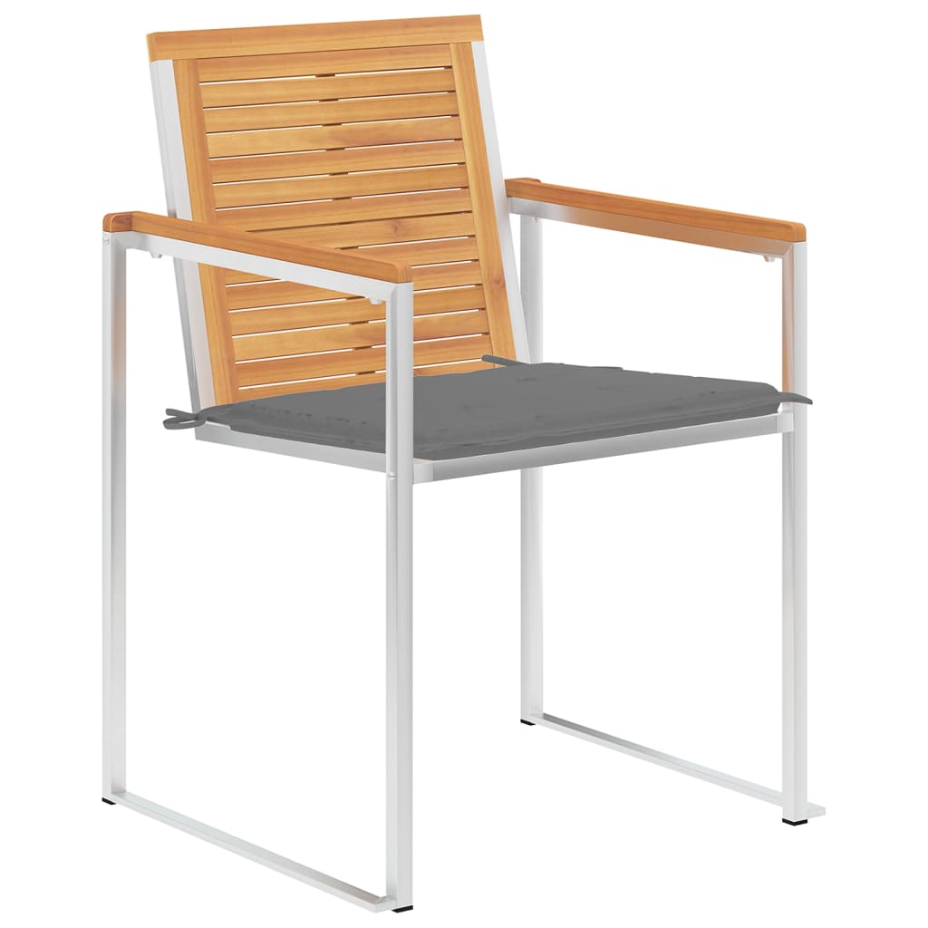 8 Stk. Gartenstühle mit Kissen Massivholz Teak