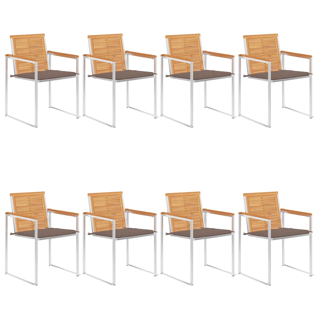 Gartenstühle 8 Stk. mit Kissen Massivholz Teak