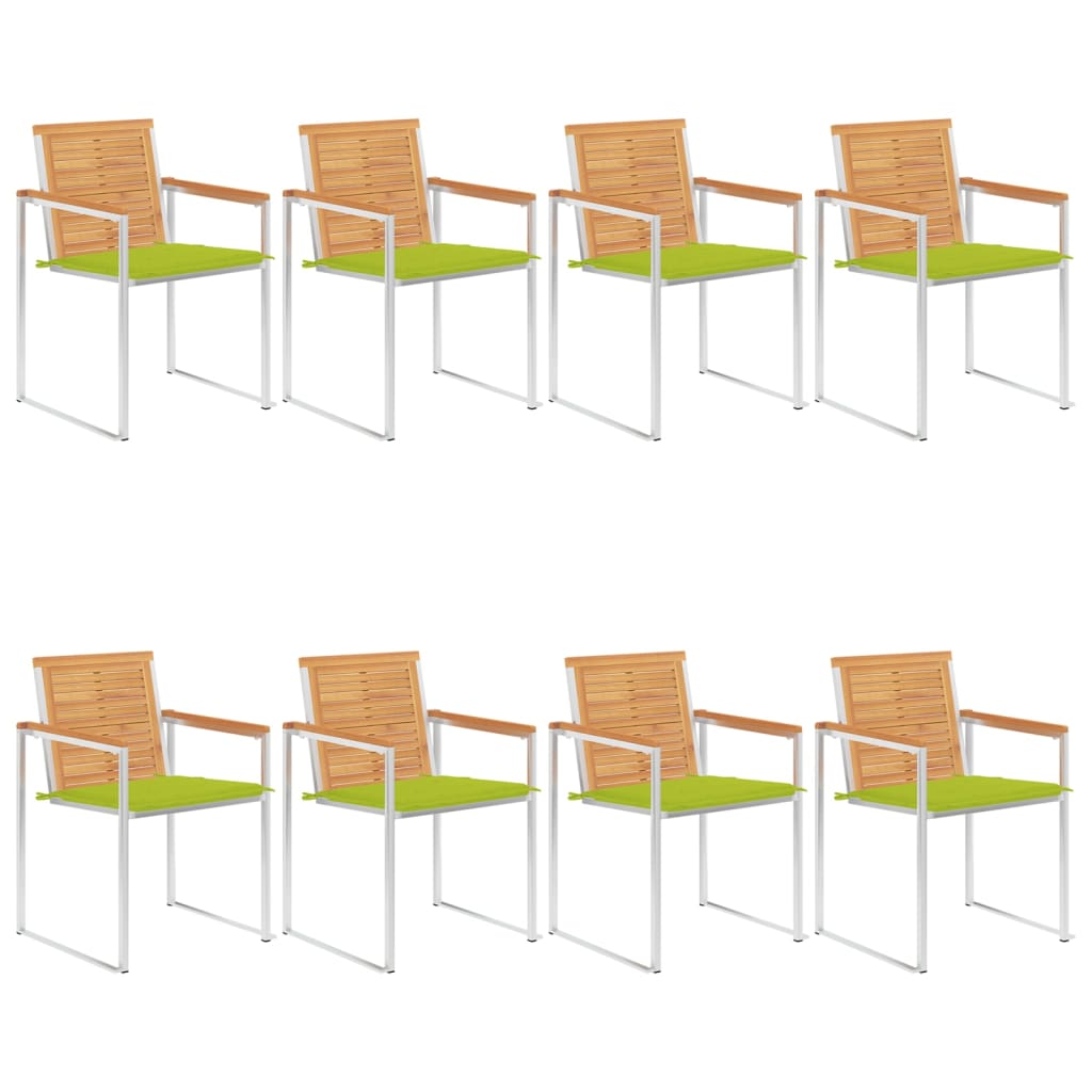 Gartenstühle 8 Stk. mit Kissen Massivholz Teak