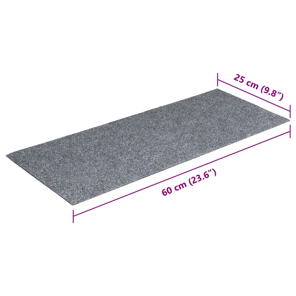 Stufenmatten Selbstklebend 15 Stk. 60x25 cm Hellgrau Rechteckig